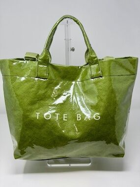 Green Large PVC Tote Bag With Crossbody Strap